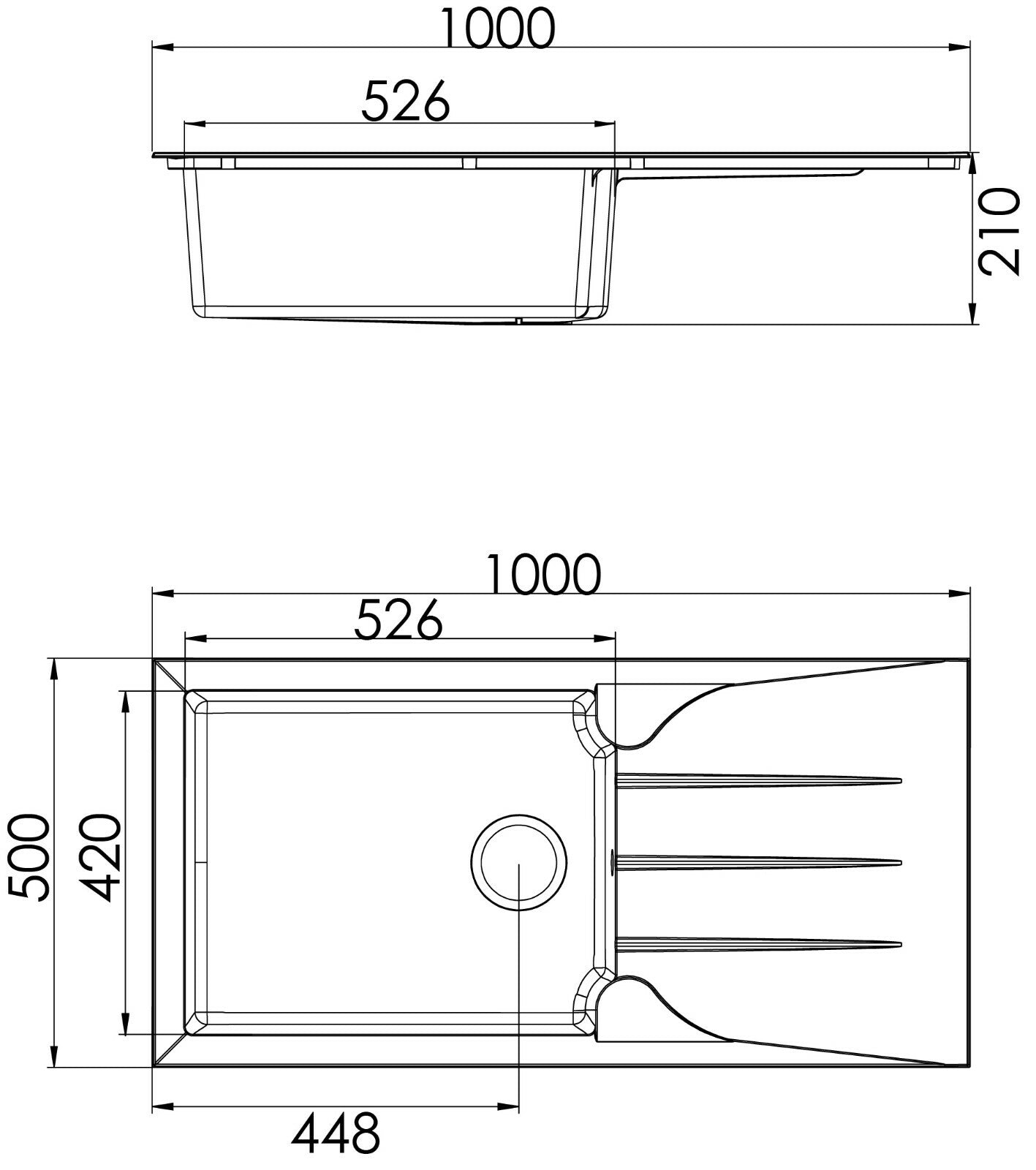 Liquida LP10BL 1.0 Bowl Composite Reversible Inset Black Kitchen Sink With Waste